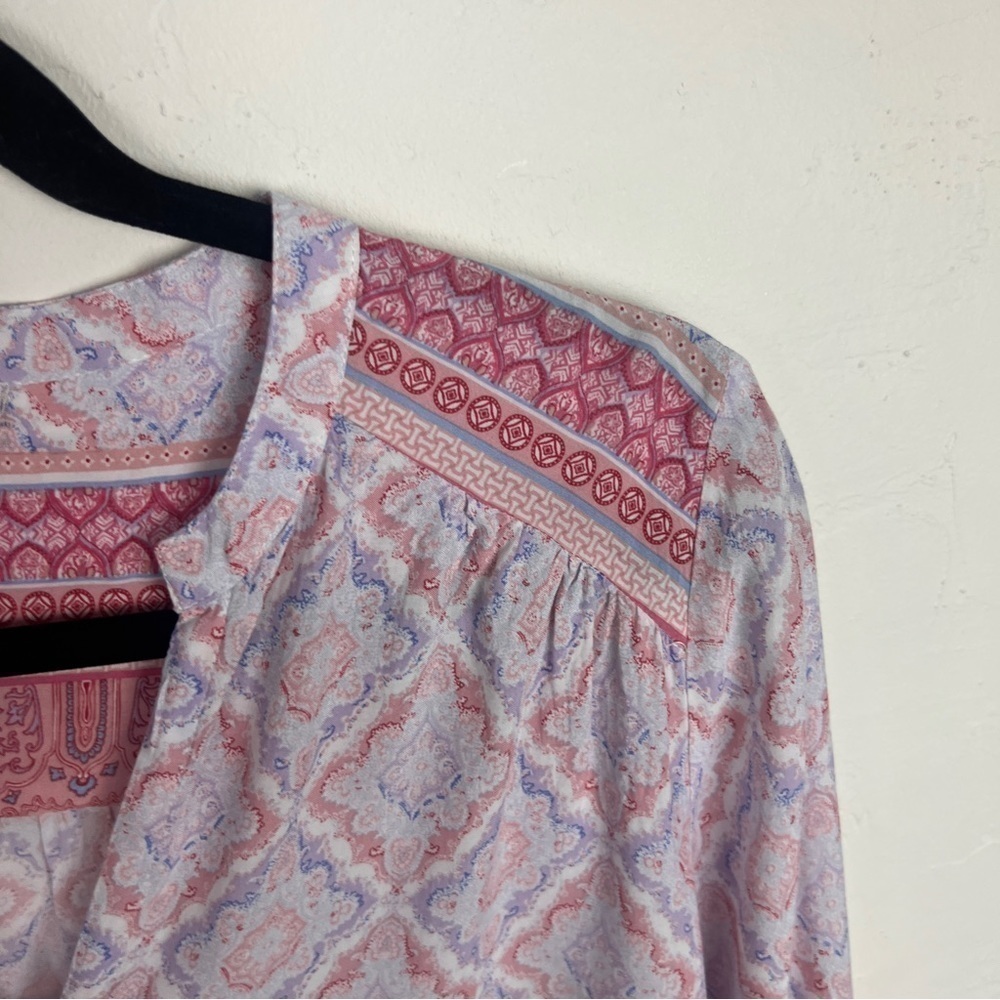 Artisan NY boho button pink tunic blouse medium - Picture 6 of 10
